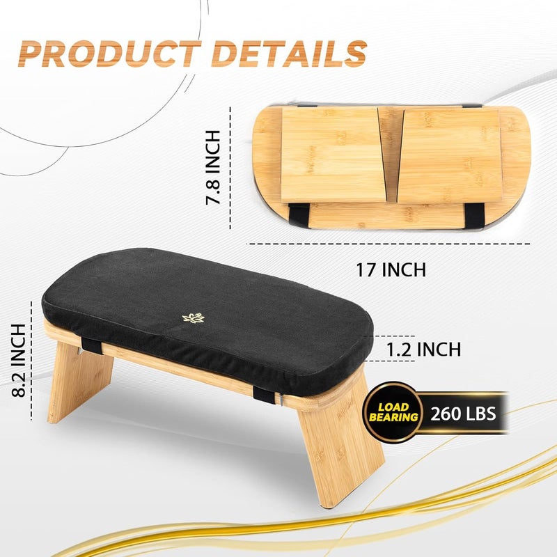 Estleys Meditation Bench, Bamboo Meditation Stool, Folding Kneeling Meditation Bench, Seiza Prayer Bench, Prayer Bench with Meditation Cushion, Kneeling Stool (Black) - Image 3